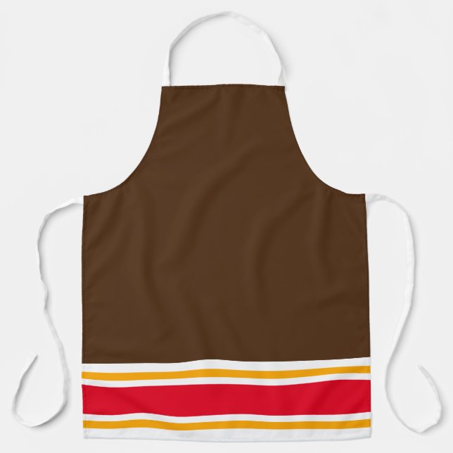 Tablier Cocoa Brown Rouge Lumineux Jaune Hem Racing Stripe (Recto)