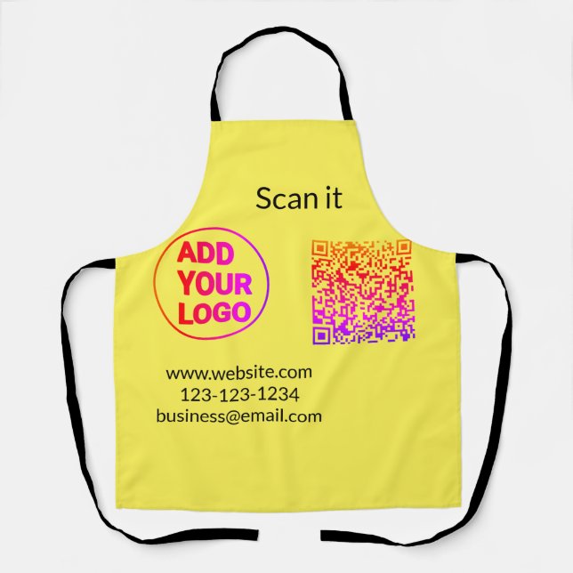 Tablier Code QR minimal simple ajouter logo scanner nom du (Recto)