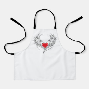 Tablier Cœur d'ange rouge avec des ailes
