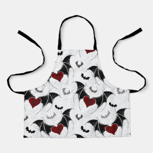 Tablier Coeur d'Halloween avec ailes de chauve-souris noir