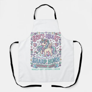 Tablier Cœur doux de licorne Corne pointue Typographie gra