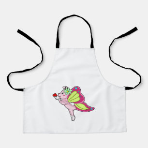Tablier Coeur en fleurs papillon