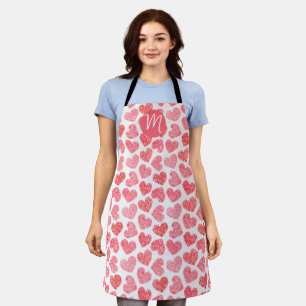 Tablier Coeur mignon rouge griffé Saint Valentin Monogramm