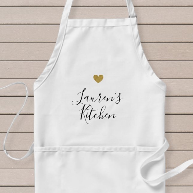 Tablier Coeur Or moderne Nom personnalisé Baking Apron (Créateur téléchargé)