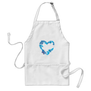 Tablier Coeur papillon bleu floral