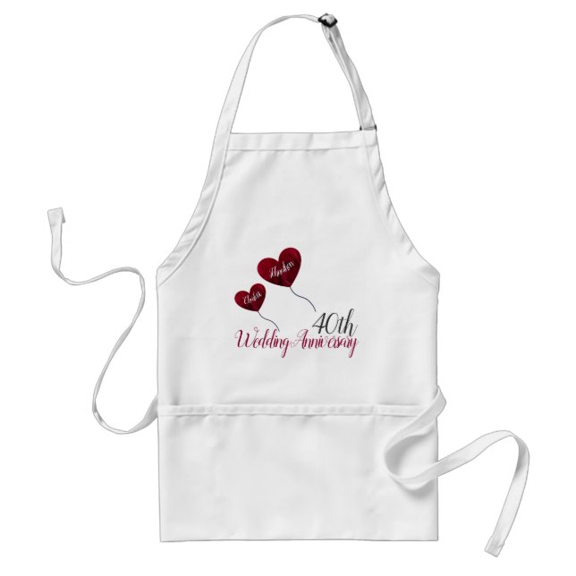 Tablier coeur rouge et blanc 40e anniversaire du mariage d (Devant)