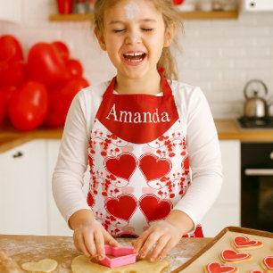 Tablier Cœur Rouge Mignon Saint-Valentin Personnalisé