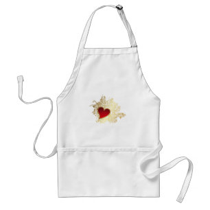 Tablier Coeur rouge sur Gold Filigree