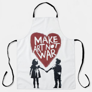 Tablier Cœur Signifiant "FAIRE DE L'ART PAS LA GUERRE" ave
