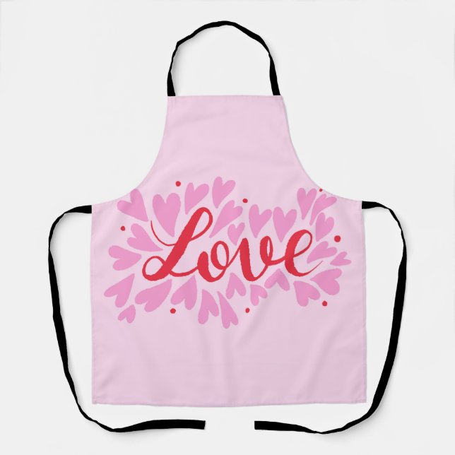Tablier Coeurs d'amour - rose et rouge (Recto)