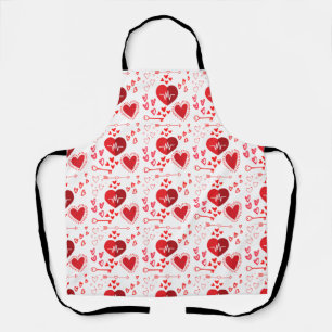 Tablier Coeurs d'amour rouge et flèche