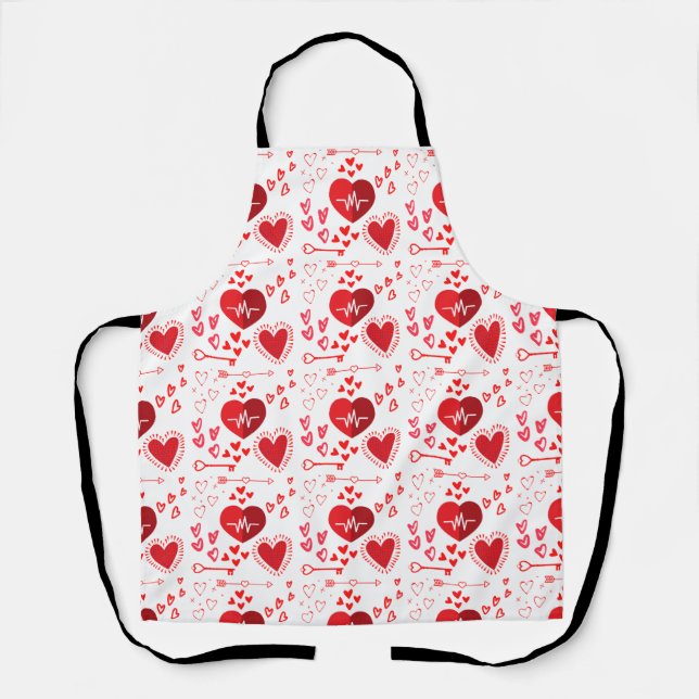 Tablier Coeurs d'amour rouge et flèche (Recto)