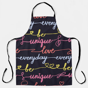 Tablier Coeurs de filles, mots motif sans couture.