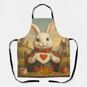 Tablier Cœurs Fantaisistes de Lapin Blanc Enchantant le Pa