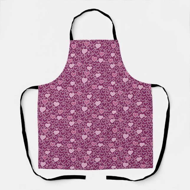 Tablier Coeurs rose et violet (Recto)