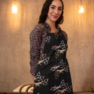 Tablier Coiffeur Dresseur de cheveux Salon Rose Ciseaux d'