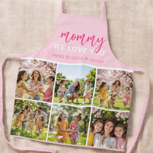 Tablier Collage de photos rose mignon 'Je t'aime maman'