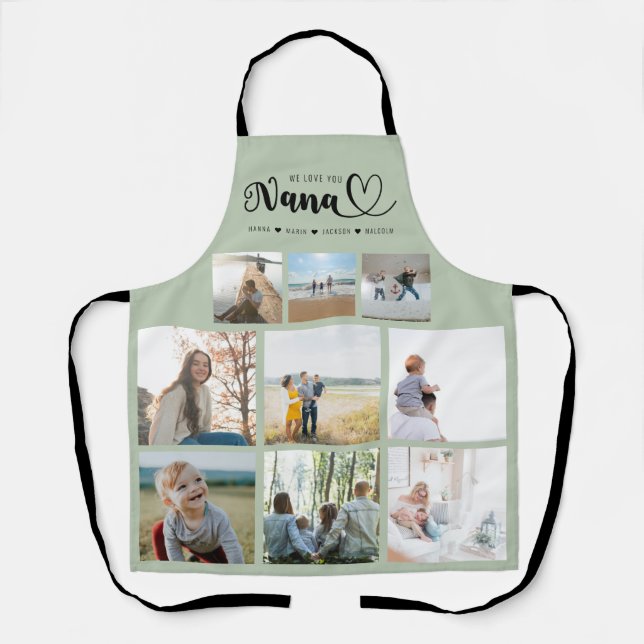 Tablier Collage photo de famille personnalisée We Love You (Recto)