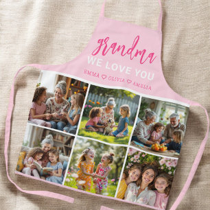 Tablier Collage photo Love You Grandma Cute Pink