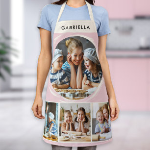 Tablier Collage Photo Personnalisé Cuisine Rose Pâle