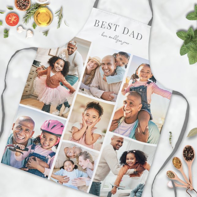 Tablier Collage photo personnalisé Papa Apron (Personalized Photo Collage Dad Apron)