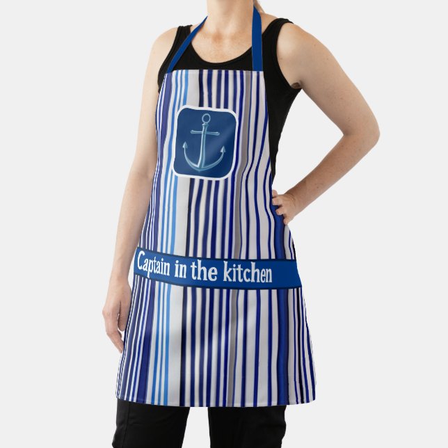 Tablier Collection branchée Summer Navy Blue Boat Stripes (Insitu)