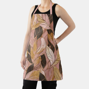 Tablier Collection de Feuilles de Boho Rouge Rose Populair