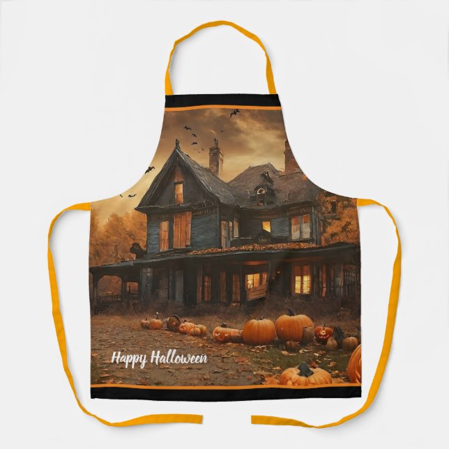 Tablier Collection Halloween Citrouille Maison éffrayante (Recto)