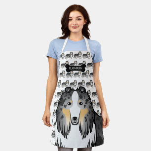 Tablier Collie Rough Blue Merle Chien de Dessin Animé Mign