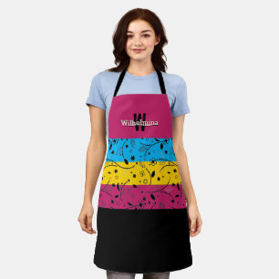 Tablier Coloré   Floral   Monogramme personnalisé