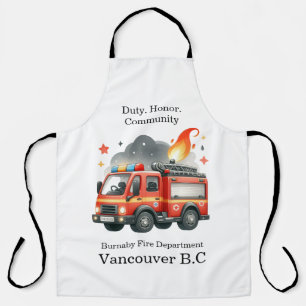 Tablier Colorée de camions de pompiers à travers les flamm