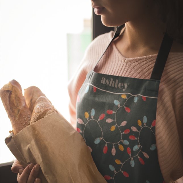 Tablier Colorful Christmas Lights | Personalized Holiday (Créateur téléchargé)