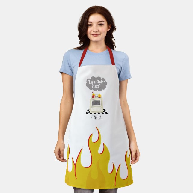 Tablier Commandez des flammes de cuisine pizza (Porté)