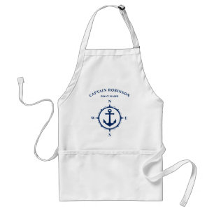 Tablier Compas personnalisé Ancre marine Bleu et blanc