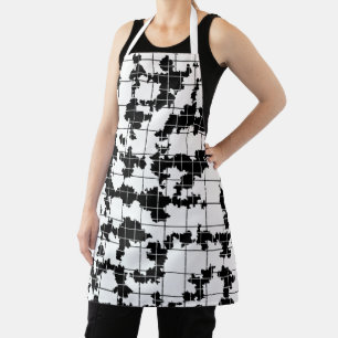 Tablier Conception d'art abstrait organique noir et blanc