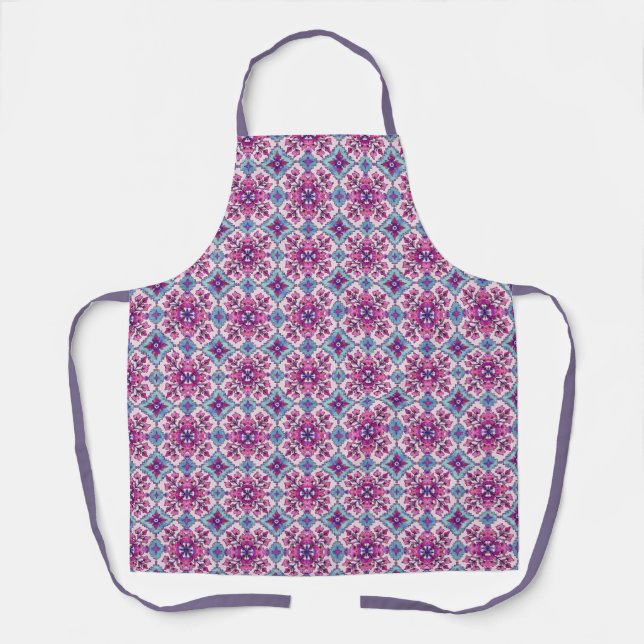 Tablier Conception de carrelage rose et bleu (Recto)