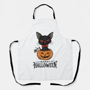 Tablier Conception de chemise de citrouille de chat noir H