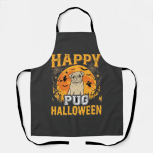Tablier Conception de chien effrayant Halloween Pug heureu
