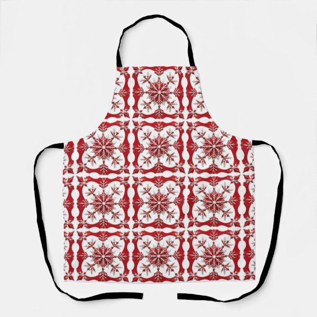 Tablier Conception de flocon de neige rouge complexe  (Recto)