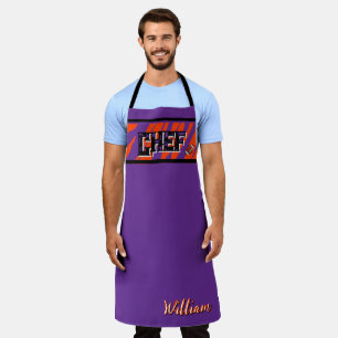Tablier Conception de football orange violet rayure de tig