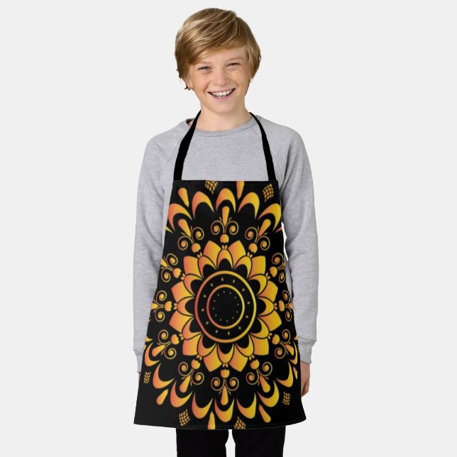 Tablier Conception de mandala unique doré-95747 (Porté)