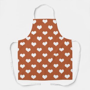 Tablier Conception de motif de cœur d'amour blanc marron 