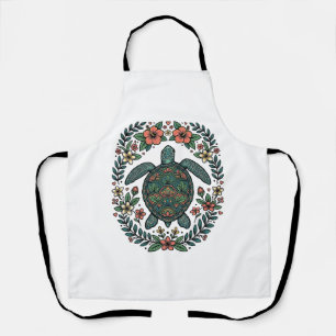 Tablier Conception de vecteur floral de tortue de mer vint