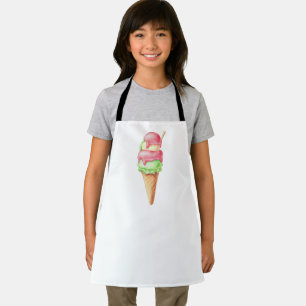 Tablier Cône de glace rétro rose et vert