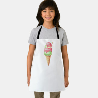 Tablier Cône de glace rétro rose et vert