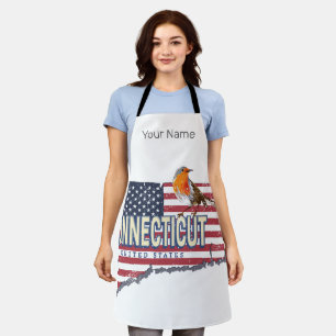 Tablier Connecticut États-Unis rétro carte d'état vintage