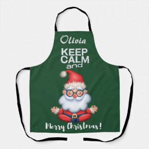 Tablier Conserver le calme et Joyeux Noël Nom personnalisé
