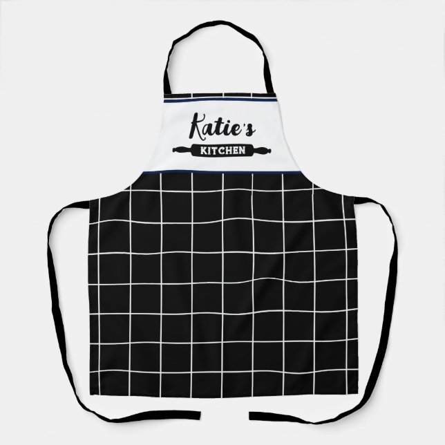Tablier Contrôle noir et blanc personnalisé (Recto)