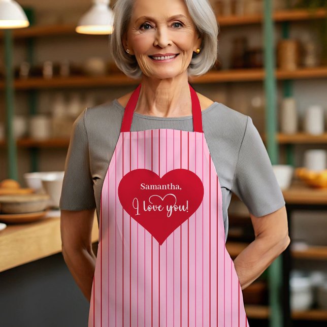Tablier Cook With Love Personalized Heart Valentine Apron (Cook With Love Personalized Heart Valentine Apron)