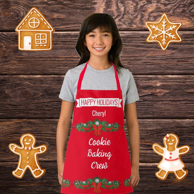 Tablier Cookie Baking Crew - Apron rouge personnalisé (Créateur téléchargé)